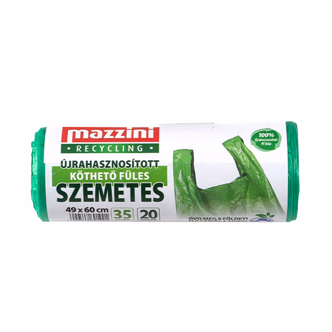 Szemeteszsák újrahasznosított MAZZINI 35L köthető füles 20 darabos