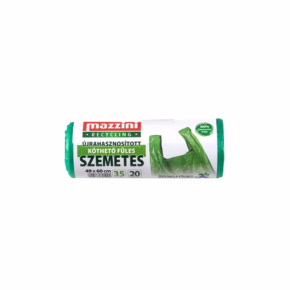 Szemeteszsák újrahasznosított MAZZINI 35L köthető füles 20 darabos