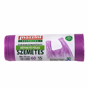 Szemeteszsák MAZZINI 60L újrahasznosított köthető füles 15 darabos