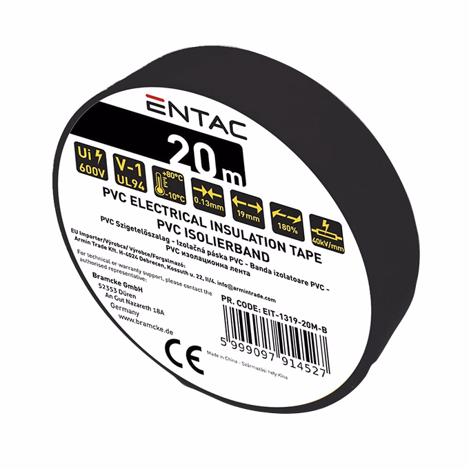 Szigetelőszalag ENTAC 19mmx20m fekete