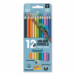 Színes ceruza ARS UNA háromszögletű + hegyező 12 darabos
