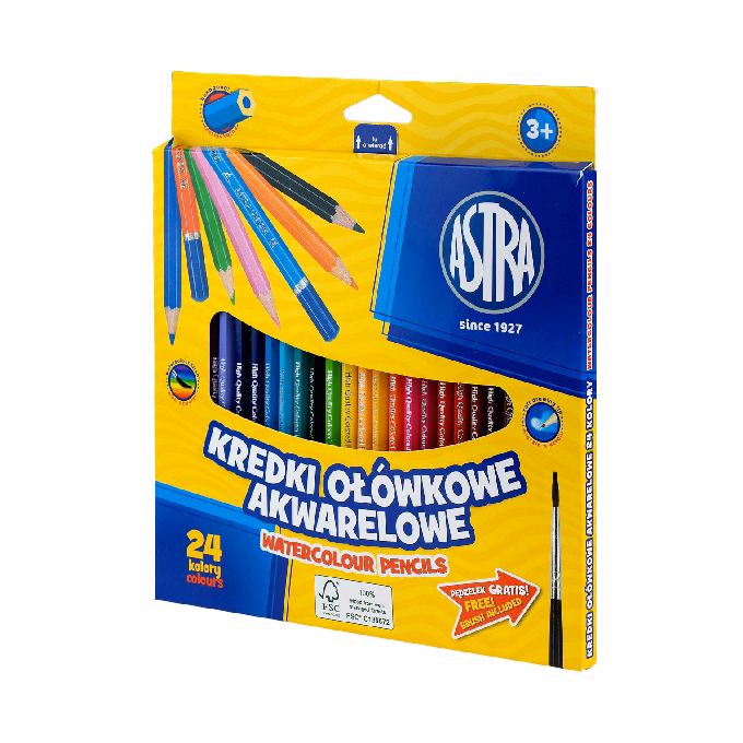 Színes ceruza ASTRA akvarell 24 színű ajándék ecsettel