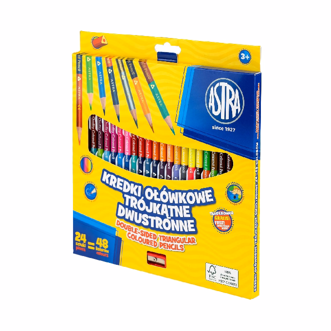 Színes ceruza ASTRA duo ajándék hegyezővel 24 színű