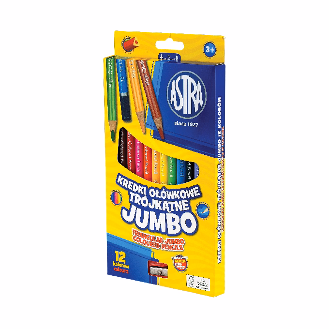 Színes ceruza ASTRA jumbo háromszög 12 színű ajándék hegyezővel