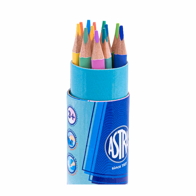 Színes ceruza ASTRA pasztell háromszögletű hegyezővel 12 színű