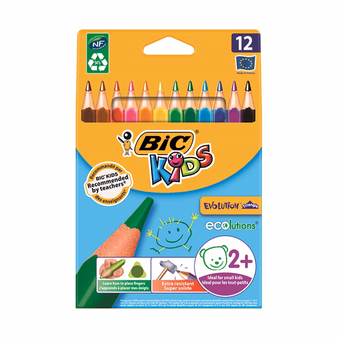 Színes ceruza BIC Kids Evolution háromszögletű környezetbarát 12 darabos Színes ceruza BIC Kids Evolution háromszögletű környezetbarát 12 darabos