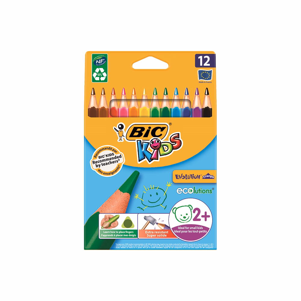 Színes ceruza BIC Kids Evolution háromszögletű környezetbarát 12 darabos Színes ceruza BIC Kids Evolution háromszögletű környezetbarát 12 darabos