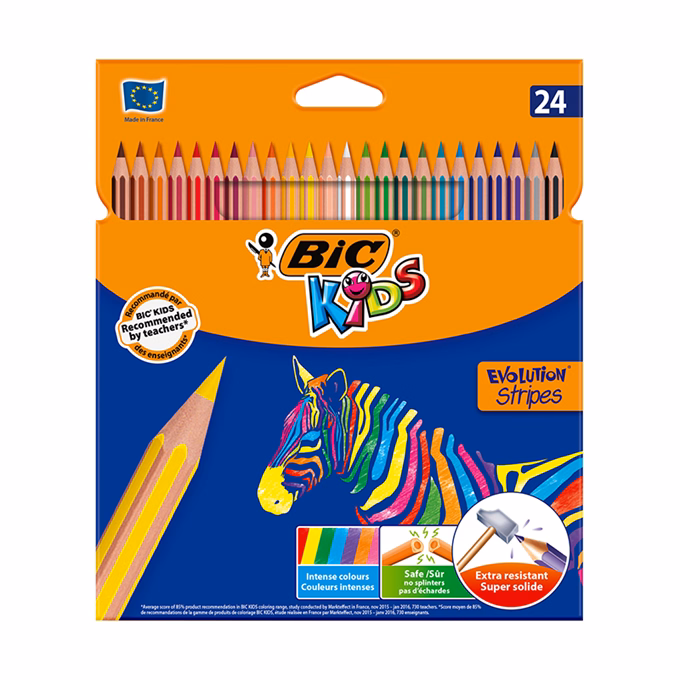 Színes ceruza BIC Kids Evolution hatszögletű környezetbarát 24 darabos készlet