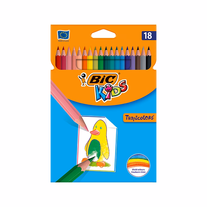 Színes ceruza BIC Kids Tropicolors hatszögletű 18 darabos