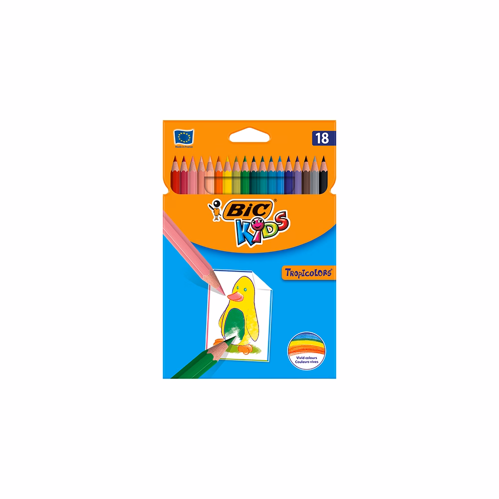 Színes ceruza BIC Kids Tropicolors hatszögletű 18 darabos