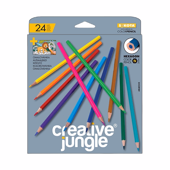 Színes ceruza CREATIVE JUNGLE grey háromszögletű 24 darabos