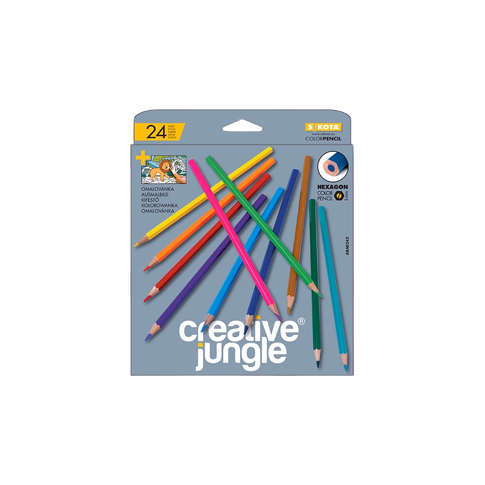 Színes ceruza CREATIVE JUNGLE grey háromszögletű 24 darabos