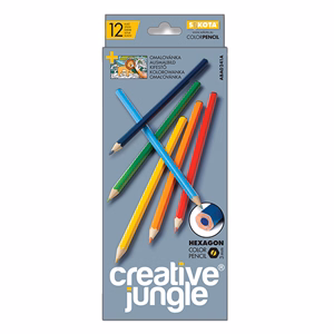 Színes ceruza CREATIVE JUNGLE grey hatszögletű 12 darabos