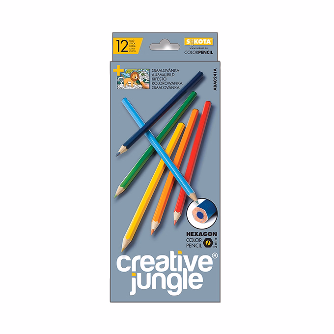 Színes ceruza CREATIVE JUNGLE grey hatszögletű 12 darabos