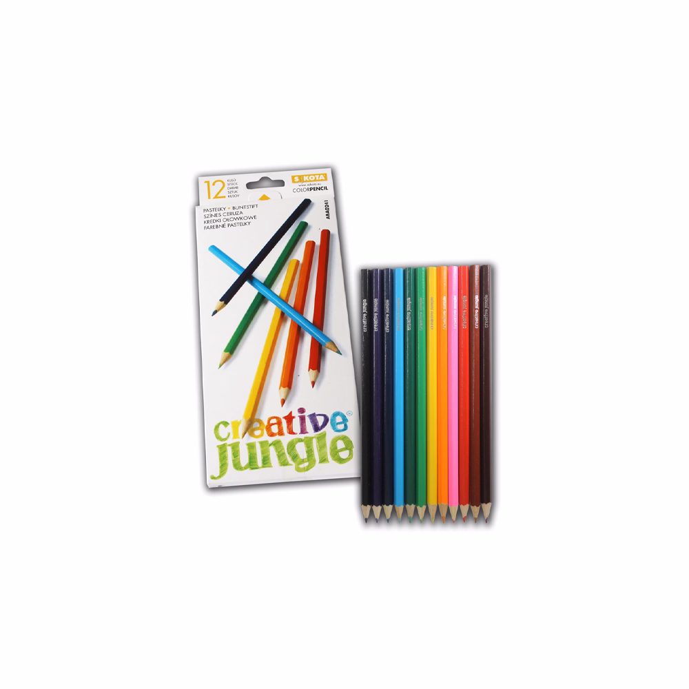Színes ceruza CREATIVE JUNGLE hatszögletű fehér dobozos 12 darabos Színes ceruza CREATIVE JUNGLE hatszögletű fehér dobozos 12 darabos