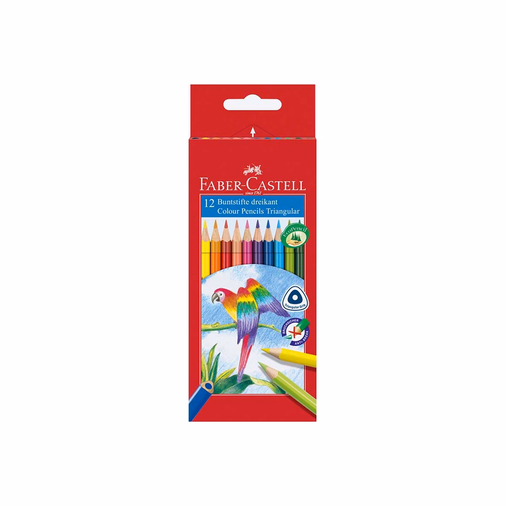 Színes ceruza FABER-CASTELL 1165 Papagáj háromszögletű 12 darabos