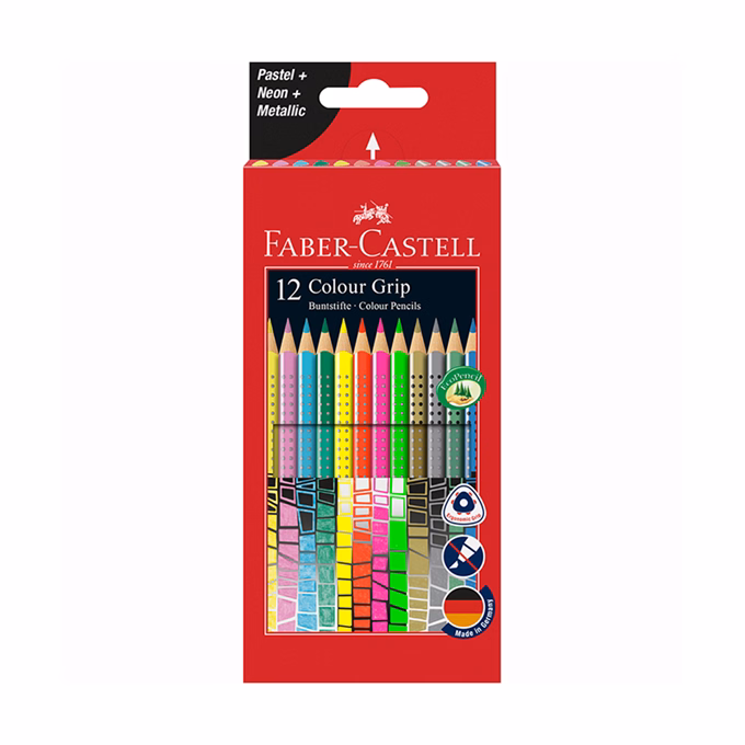 Színes ceruza FABER-CASTELL 2015 Colour Grip háromszögletű 12 darabos