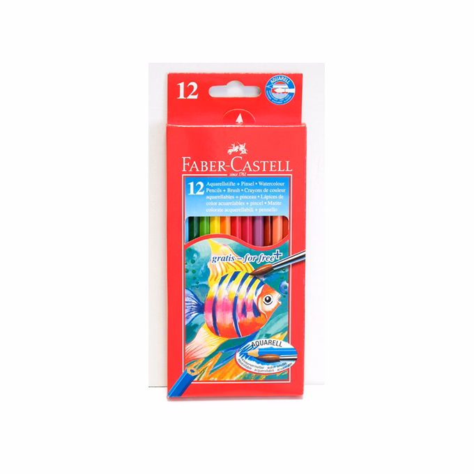 Színes ceruza FABER-CASTELL Aquarell hatszögletű 12 darabos+ecset
