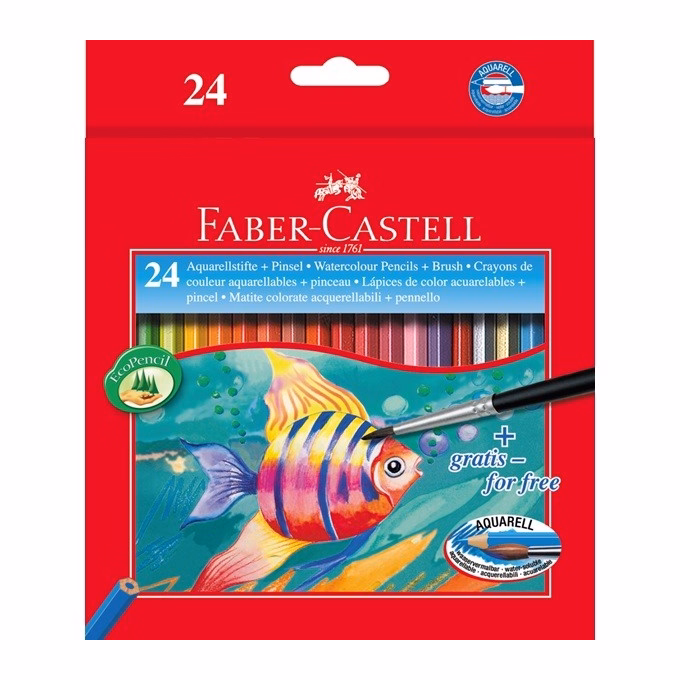 Színes ceruza FABER-CASTELL Aquarell hatszögletű 24 darabos+ecset