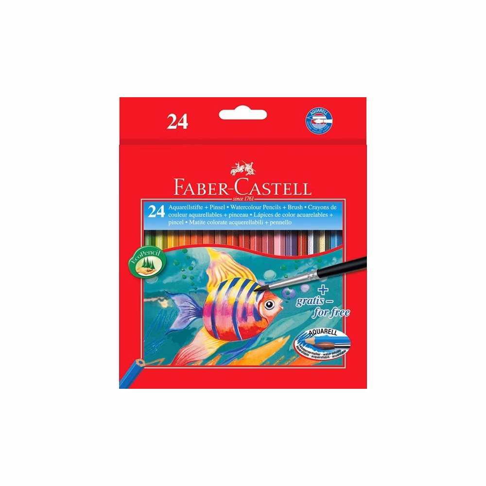 Színes ceruza FABER-CASTELL Aquarell hatszögletű 24 darabos+ecset