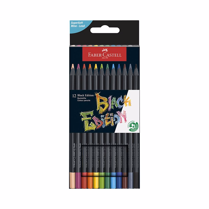 Színes ceruza FABER-CASTELL Black Edition fekete testű 12 darabos