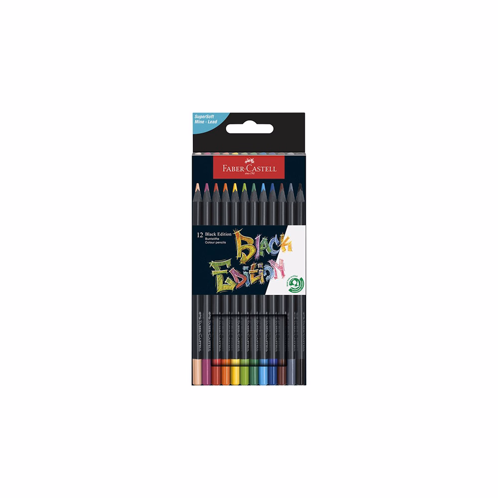 Színes ceruza FABER-CASTELL Black Edition fekete testű 12 darabos