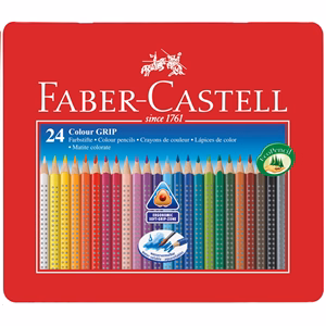 Színes ceruza FABER-CASTELL Grip háromszögletű fémdobozos 24 darabos