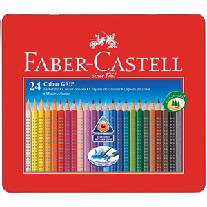 Színes ceruza FABER-CASTELL Grip háromszögletű fémdobozos 24 darabos