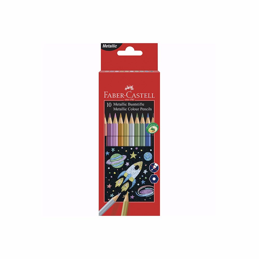 Színes ceruza FABER-CASTELL Hexagonal hatszögletű metál színek 10 darabos