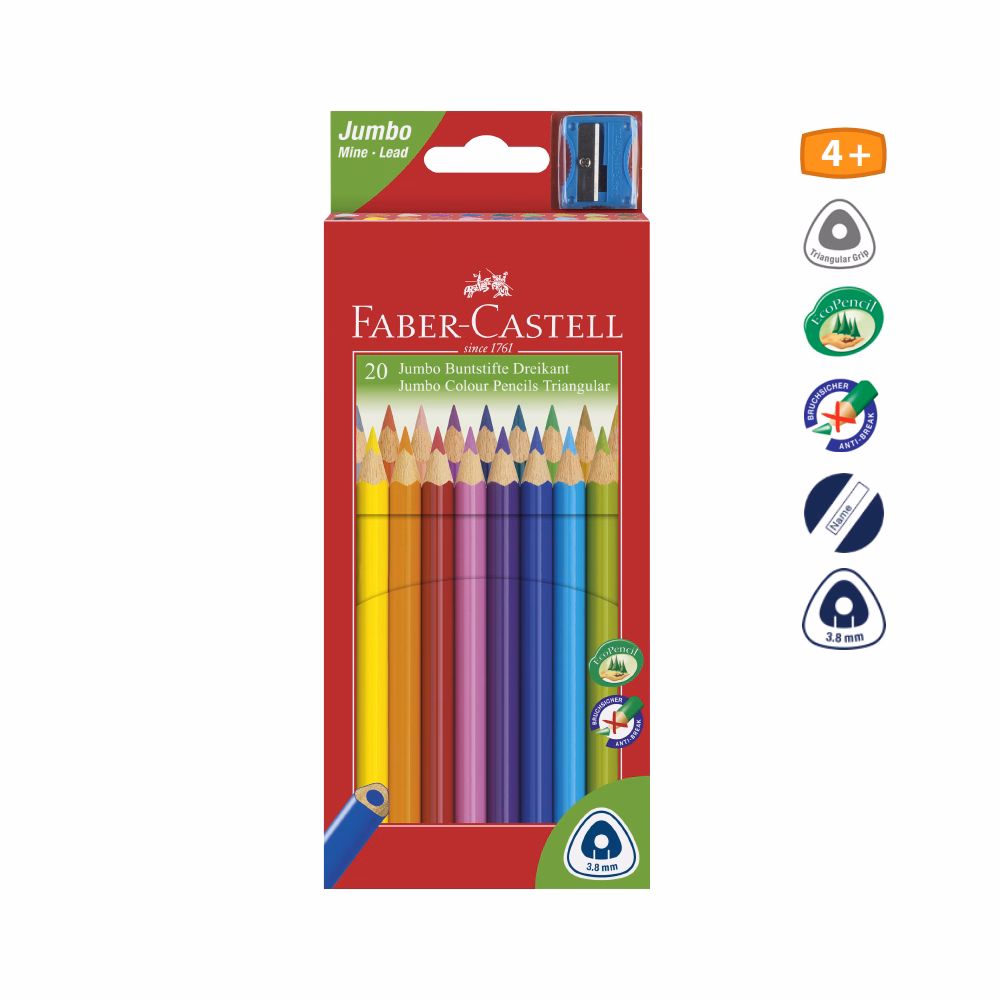 Színes ceruza FABER-CASTELL Junior háromszögletű 20 darabos Színes ceruza FABER-CASTELL Junior háromszögletű 20 darabos