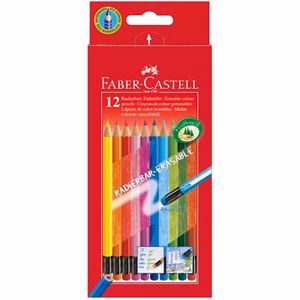 Színes ceruza FABER-CASTELL háromszögletű 12 darabos készlet+színes radír