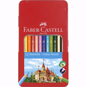 Színes ceruza FABER-CASTELL hatszögletű fémdobozos 12 darabos készlet