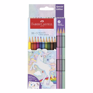 Színes ceruza FABER-CASTELL kastélyos Unikornis matricával 10 darabos + 3 darab pasztell színes ceruzával