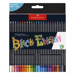 Színes ceruza FABER-CASTELL Black Edition háromszögletű fekete testű 24 darabos