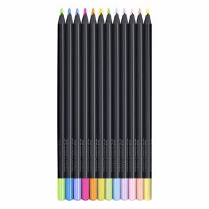Színes ceruza FABER-CASTELL Black Edition háromszögletű fekete testű neon+pasztell színek 12 darabos