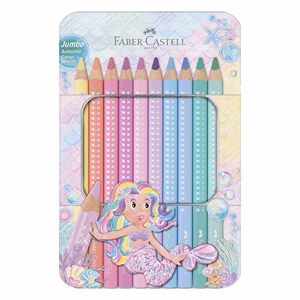 Színes ceruza FABER-CASTELL Sparkle jumbo fém dobozos 10 darabos
