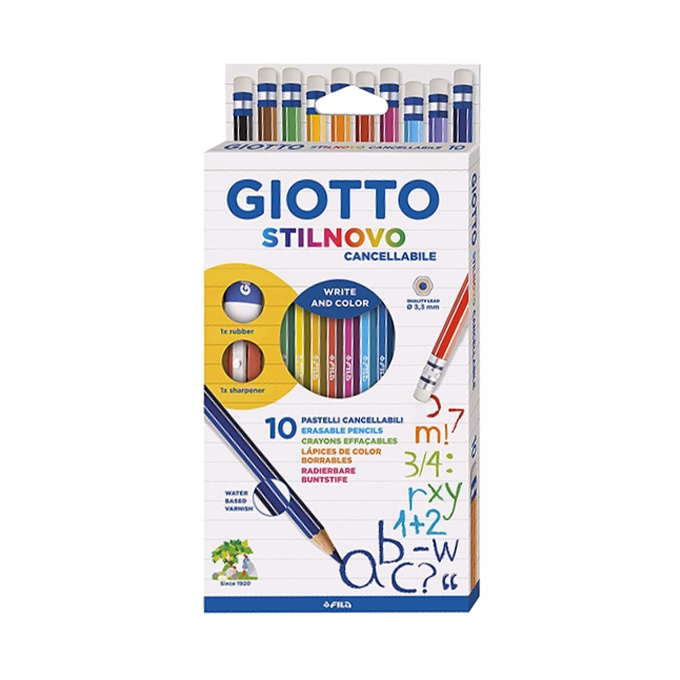Színes ceruza GIOTTO hegyezővel, radírral 10 darabos Színes ceruza GIOTTO hegyezővel, radírral 10 darabos