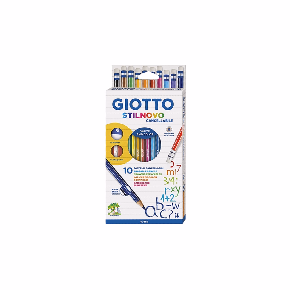Színes ceruza GIOTTO hegyezővel, radírral 10 darabos Színes ceruza GIOTTO hegyezővel, radírral 10 darabos