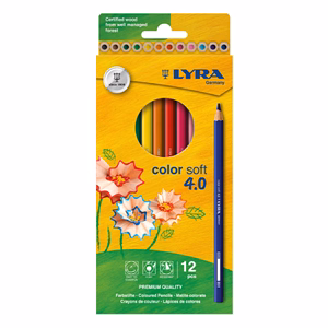 Színes ceruza LYRA Color Soft 4.0 extra puha élénk lágy színek 12 darabos