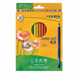 Színes ceruza LYRA Color Soft 4.0 extra puha élénk lágy színek 18 darabos