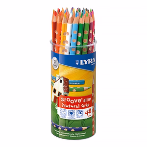 Színes ceruza LYRA Groove Slim háromszögletű vékony műanyag pohárban 48 darabos Színes ceruza LYRA Groove Slim háromszögletű vékony műanyag pohárban 48 darabos