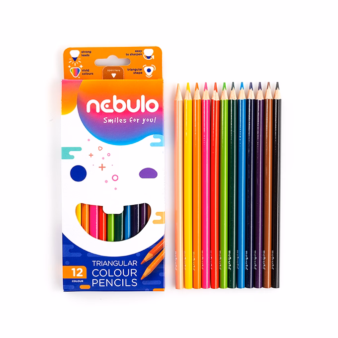 Színes ceruza NEBULO háromszögletű 12 darabos