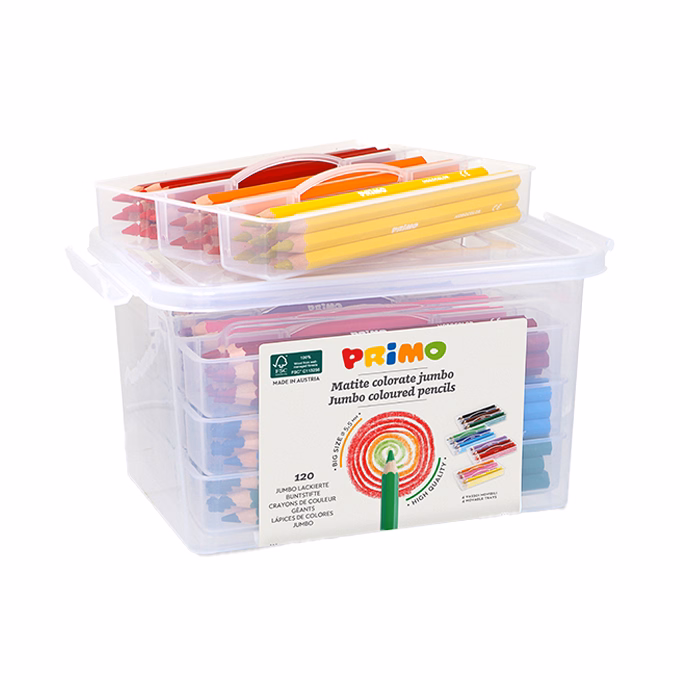 Színes ceruza PRIMO Jumbo hatszögletű 120 darabos tárolódobozban