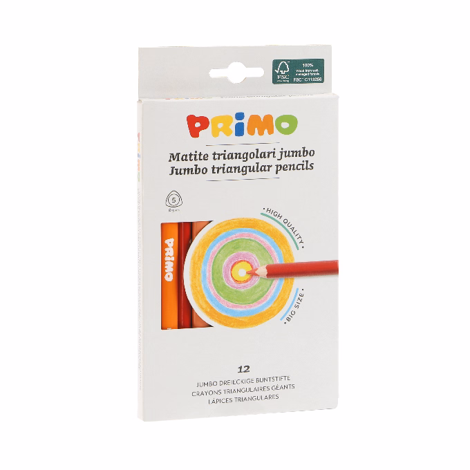 Színes ceruza PRIMO jumbo háromszögletű 12 darabos készlet