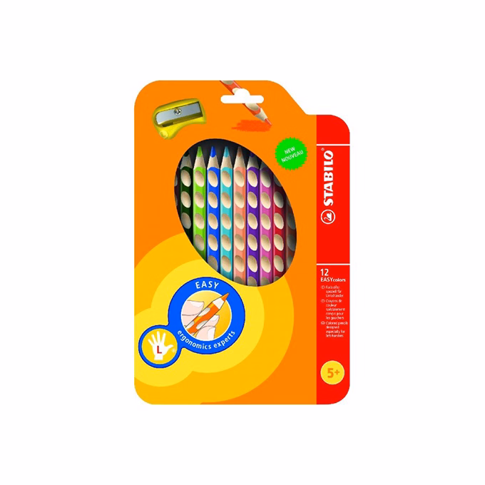 Színes ceruza STABILO Easycolors háromszögletű balkezes 12 darabos