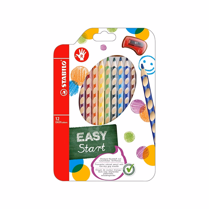 Színes ceruza STABILO Easycolors háromszögletű jobbkezes 12 darabos