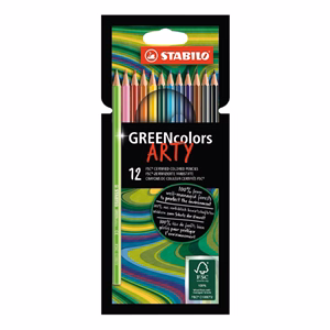 Színes ceruza STABILO Arty Greencolors hatszögletű 12 darabos készlet környezetbarát