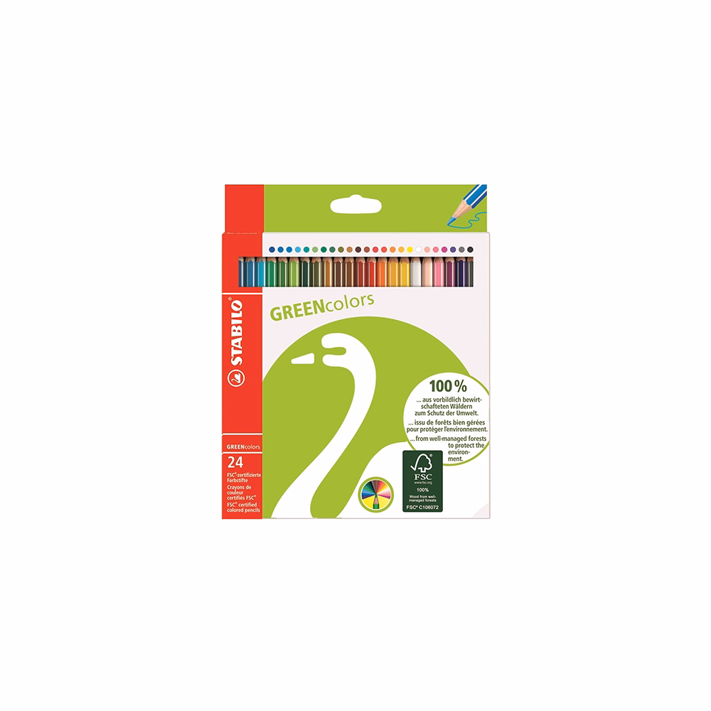 Színes ceruza STABILO Greencolors hatszögletű környezetbarát 24 darabos