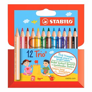 Színes ceruza STABILO Trio thick háromszögletű rövid 12 darabos