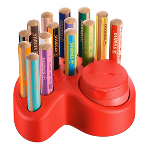 Színes ceruza STABILO Woody 3in1 asztali tartóban hegyezővel 15 darabos